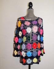 Häkelpullover  Tunika Handarbeit Unikat  bunt  38 40 42 Handmade Grandma  neu