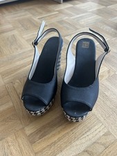 Schwarze Sandalen mit Absatz und Plateau, Größe 38 Nur Einmal Getragen