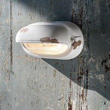 Ferroluce Wandlampe Leuchte Vintage Weiß used look 1 x E27 handgefertigt Keramik