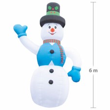 infactory Selbstaufblasender XXL-Schneemann mit LED-Innenbeleuchtung, 6 m, IP44