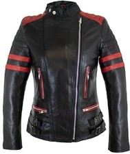 Retro Damen Lederjacke Motorradjacke aus weichem Lammleder, taillierter schnitt