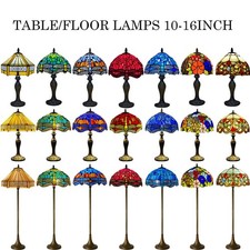Tiffany Tischlampe Stehlampe 10/16 Zoll Mehrfarbig Buntglasschirm E27