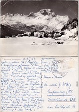 Silvaplana Silvaplauna Sicht auf die Stadt  Bergmassiv  winter Gewand 1961