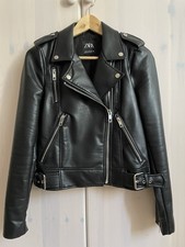 Lederjacke Damen Zara Bikerjacke XS/34 Schwarz Neu Ohne Etikett