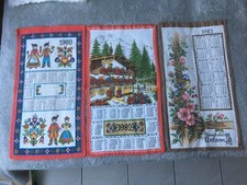 3er Set Geschirrtuch, Textilkalender, Stoffkalender, Jahre 1980, 1982 & 1983