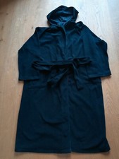 Fleece morgenmantel für damen und herren gr.M farbe schwarz mit kapuze leicht