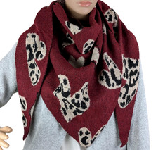 Leo-Herz-Print Dreieckstuch XXL kuschelig warm (SH-9336)