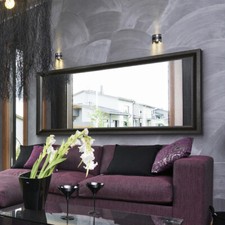 Milan moderner italienischer schlanker / Wandspiegel aus sattem braunem Holz 165 cm x 73 cm