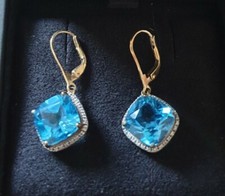 Itinga Topas Brasilien Ohrhänger 375er Gold 56 Diamanten Neu Echt Schmuck QVC