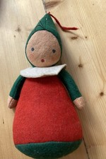 Vintage Filzpuppe 24Cm Grün-Rot 