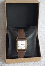 Sempre Damen Armbanduhr Lederarmband Analog eckiges Ziffernblatt braun rosegold