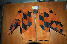 Kinder Leder Jacke braun schwarz v Super king Gr ca 98 - 110 ca 2-3 Jahre