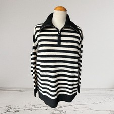 Ulla Popken Pullover Troyer Gr. 42/44 schwarz weiß