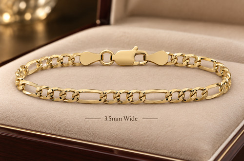 Gold pave figaro armband - 18,