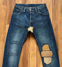 100%ORIG DSQUARED LEDER PATCHES DCDC ANTIFIT JEANS GR.44 F/W04 ULTRA RARE 71P083