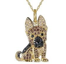 Design - vergoldet – Halskette & Anhänger „Hund – Schäferhund “ 50 cm Kette 