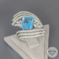 Wert 4870 € Brillant Topas Ring 750 18 Karat Weiß Gold