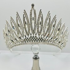 Luxuriöse Braut Tiara Königin Diadem Krone Silber Bride Tiara Queen Diadem Crown
