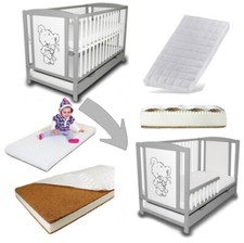 Babybett Juniorbett Teddybär mit Hase + Schublade + Bettlaken  + Matratze