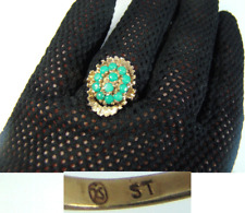 Statement. Gold. Ring mit Türkis. Goldschmiede Punze. Vintage. UNIKAT um 1950