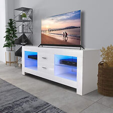 TV Lowboard Weiß Hochglanz Board Schrank Fernsehtisch Kommode LED Beleuchtung