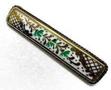 Antique Porcelain Enamel Brooch – Handbemalt Messingrahmen – Jugendstil Oriental