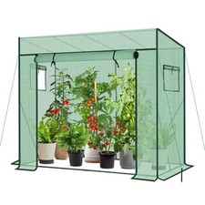 200x77x146/169 cm Gewächshaus Treibhaus & Tomatenhaus Folie Schrägdach PE