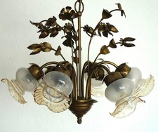 Wunderschöne Florale Metall Glas Kronleuchter, Lüster 6 Flammig