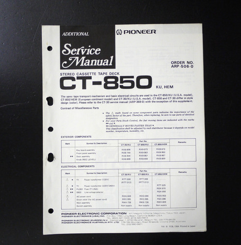 Original pioneer 850 stereo - original, ct-850