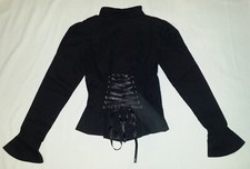 Gothic Jacke /Bluse  schwarz  Rückenschnürung Larp Lolita XS / S  Gothic Vampire