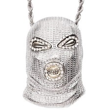 Iced Out Bling Hip Hop Kette - GANGSTER MASK silber
