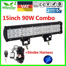15 Zoll LED Arbeitsscheinwerfer Lightbar+Fernbedienung Blitz Kabelbaum Auto SUV
