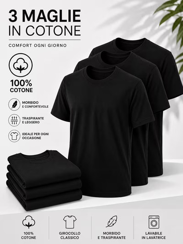 3er pack shirt schwarz - pack,