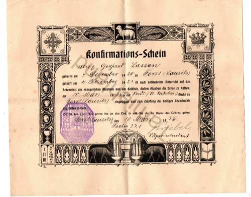 Konfirmationsschein 1935 aus