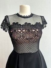 Kleid Damen Spitze Tüll schwarz Gr 34/S im Stil der 40er Jahre