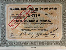 Reichelbräu Aktiengesellschaft alte Aktie über 1000 Mark Kulmbach 1923