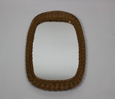50er Design Wand-Spiegel Rattan Korbgeflecht Wall Mirror 50s Modern Italy?