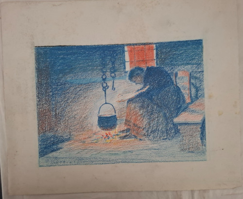 Zeichnung mit kreide - kreide, v.