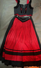 Perry**3tlg.-Trachten-Kombi**Rock + Schürze + Weste**schwarz-grau-rot**Gr. 36