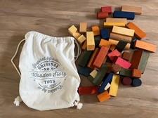 50 XL Holz Bauklötze Wooden Story - naturbelassen, pflanzlich gefärbt, Bio