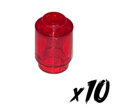 10x LEGO 3062 • Stein 1 x 1 • Brick round • transparent rot • trans-red