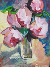 Ölbild Blumen Vase  Gemälde Modern Art Alexander Diener Bunt  Unikat Wandbild 