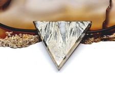 Federpyrit Anhänger Dreieck ca. 39 x 34 x 8 mm / 3 mm gebohrt Feder Pyrit