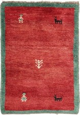 Original Perserteppich Gabbeh Ghashghai Orientteppich 126 cm x 86 cm  Alt Natur