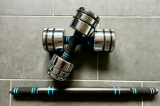 Northdeer Stahl Kurzhanteln, blau/schwarz 2x10kg + zusätzliche Verbindungsstange