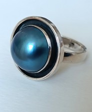 Ring Silber Mabe Perle blau