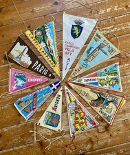 Sammlung 10 originale Vintage Wimpel aus Europa 1950er - 1970er 50er 60er 70er