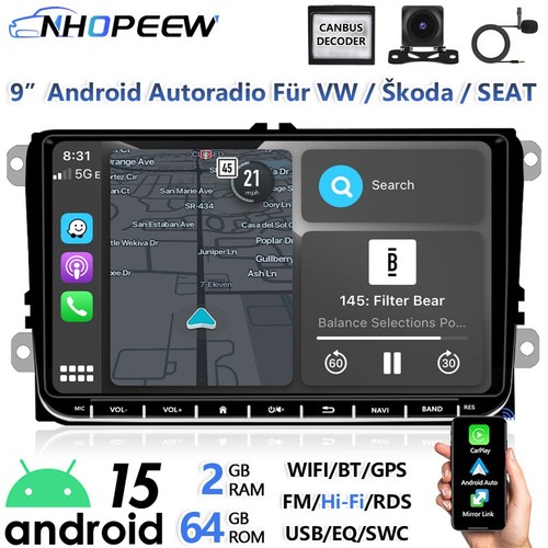 Android autoradio carplay - 9",