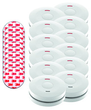 10er Rauchmelder  Set Jeising SD-432 mit Klebepad ,langlebige 10 Jahres Batterie