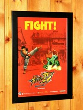 Street Fighter IV 4 PS3 Xbox 360 Capcom 2009 seltenes kleines Poster / Werbekunst gerahmt